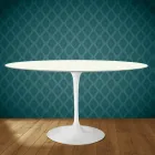 Masă Eero Saarinen Tulip H 74 Ovală din Ceramică Moonè Fabricată în Italia - Stacojiu Viadurini