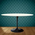 Masă Eero Saarinen Tulip H 74 Ovală din Ceramică Moonè Fabricată în Italia - Stacojiu Viadurini