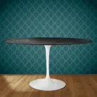 Masă Eero Saarinen Tulip H 74 Ovală din Ceramică Somnia Fabricată în Italia - Stacojiu Viadurini