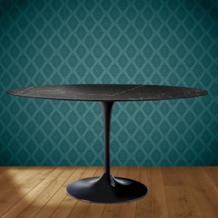 Masă Eero Saarinen Tulip H 74 Ovală din Ceramică Somnia Fabricată în Italia - Stacojiu Viadurini