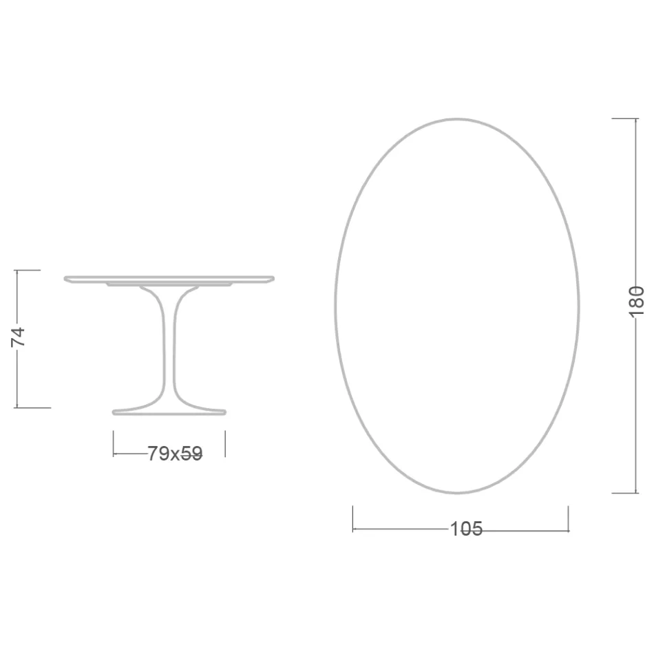 Eero Saarinen H 74 Oval Tulip Table în laminat lichid alb Made in Italy - Scarlet Viadurini