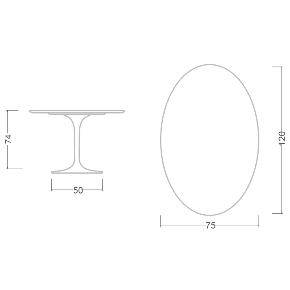 Eero Saarinen H 74 Oval Tulip Table în laminat lichid alb Made in Italy - Scarlet Viadurini