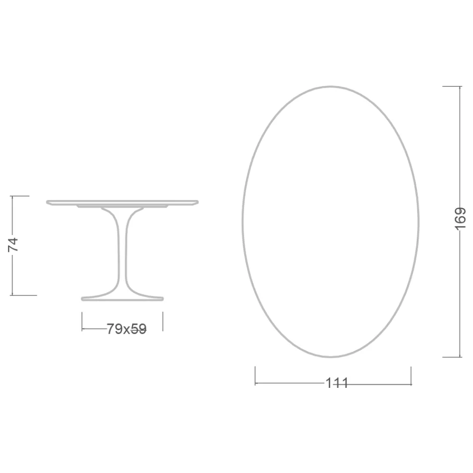 Eero Saarinen H 74 Oval Tulip Table în laminat lichid alb Made in Italy - Scarlet Viadurini
