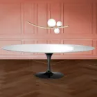 Masă Eero Saarinen Tulip H 74 Ovală din Laminat Lichid Fabricată în Italia - Stacojiu Viadurini