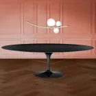 Masă Eero Saarinen Tulip H 74 Ovală din Laminat Lichid Fabricată în Italia - Stacojiu Viadurini