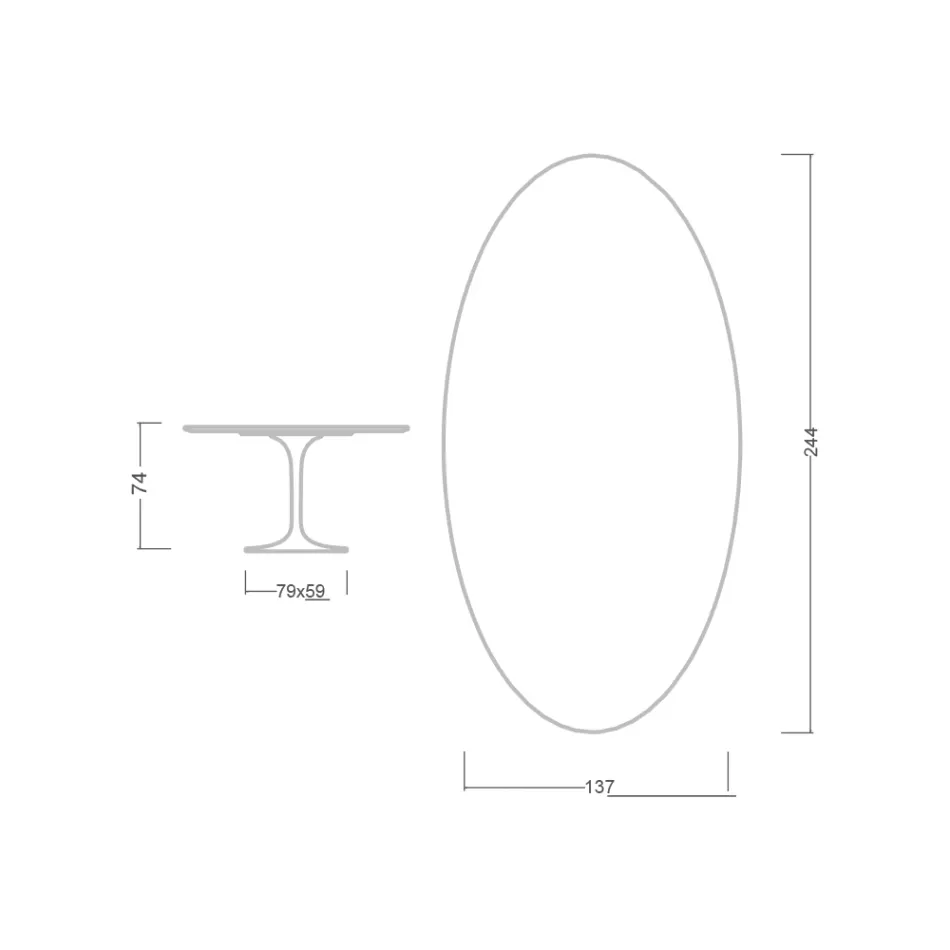 Tulip Table Eero Saarinen H 74 Oval în negru lichid laminat Made in Italy - Scarlet Viadurini
