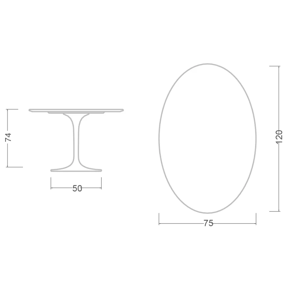Tulip Table Eero Saarinen H 74 Oval în negru lichid laminat Made in Italy - Scarlet Viadurini