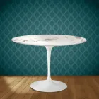 Masă Eero Saarinen Tulip H 74 rotundă din ceramică Aura 22 fabricată în Italia - Scarlet Viadurini