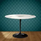 Masă Eero Saarinen Tulip H 74 rotundă din ceramică Aura 22 fabricată în Italia - Scarlet Viadurini