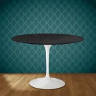 Masă Eero Saarinen Tulip H 74 rotundă din ceramică Domoos fabricată în Italia - Stacojiu Viadurini