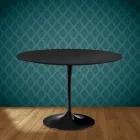 Masă Eero Saarinen Tulip H 74 rotundă din ceramică Domoos fabricată în Italia - Stacojiu Viadurini