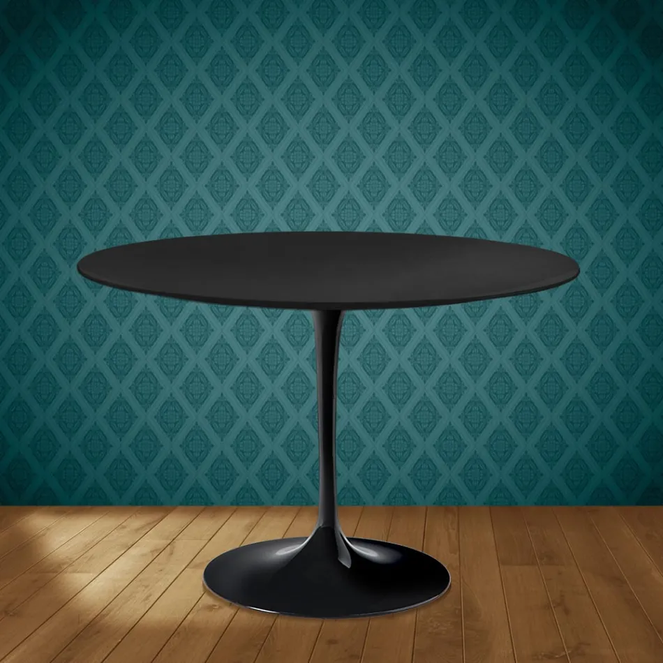 Masă Eero Saarinen Tulip H 74 rotundă din ceramică Domoos fabricată în Italia - Stacojiu Viadurini