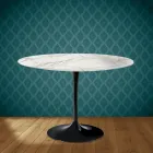 Masă Eero Saarinen Tulip H 74 rotundă din ceramică lucioasă fabricată în Italia - Stacojiu Viadurini