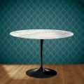 Masă Eero Saarinen Tulip H 74 rotundă din ceramică lucioasă fabricată în Italia - Stacojiu
