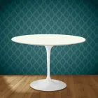 Masă Eero Saarinen Tulip H 74 rotundă din ceramică Moonè fabricată în Italia - Scarlet Viadurini