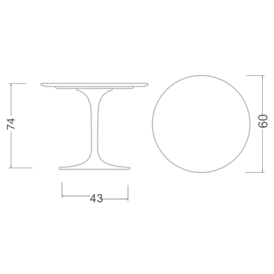 Masă Eero Saarinen Tulip H 74 rotundă din ceramică Moonè fabricată în Italia - Scarlet Viadurini