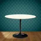 Masă Eero Saarinen Tulip H 74 rotundă din ceramică Moonè fabricată în Italia - Scarlet Viadurini