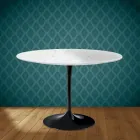 Masă Eero Saarinen Tulip H 74 rotundă din ceramică Salina fabricată în Italia - Stacojiu Viadurini