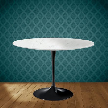 Masă Eero Saarinen Tulip H 74 rotundă din ceramică Salina fabricată în Italia - Stacojiu Viadurini