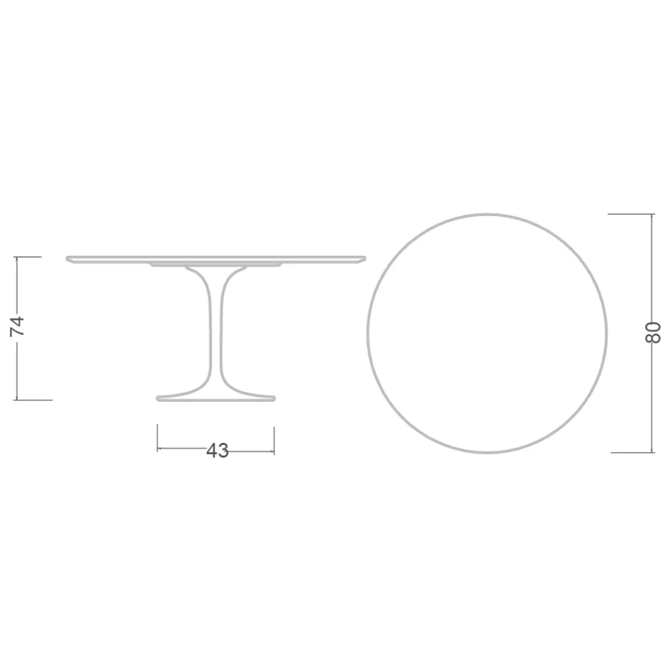 Masă Eero Saarinen Tulip H 74 rotundă din ceramică Somnia fabricată în Italia - Stacojiu Viadurini