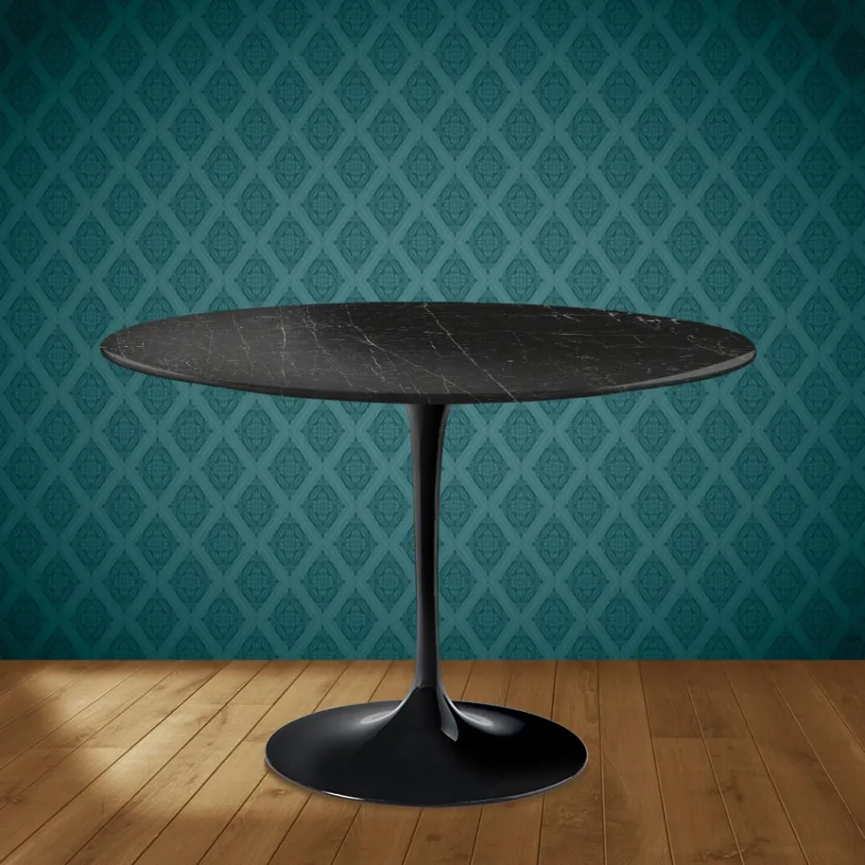 Masă Eero Saarinen Tulip H 74 rotundă din ceramică Somnia fabricată în Italia - Stacojiu Viadurini
