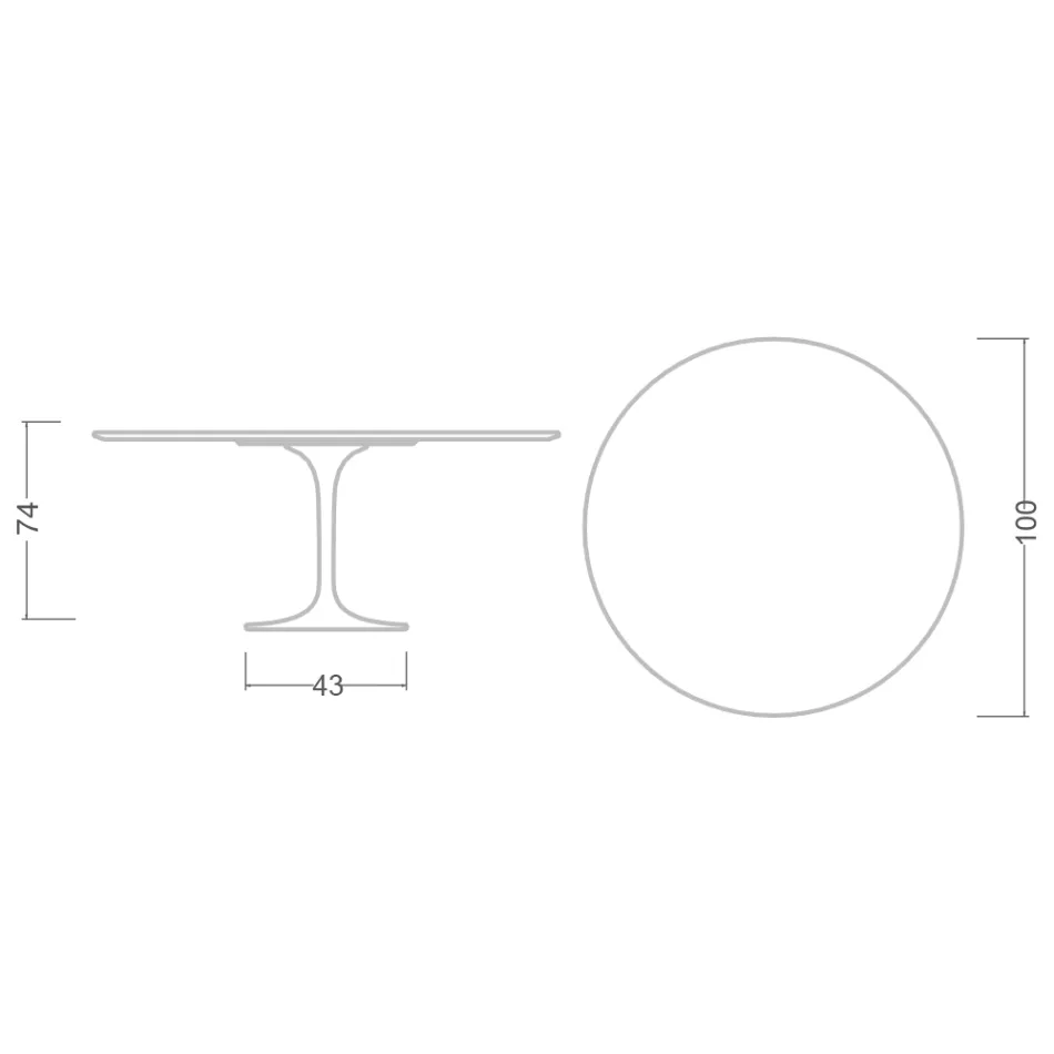 Tulip Table Eero Saarinen H 74 Round în marmură de Carrara Statuarietto - Scarlet Viadurini