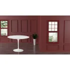 Masa Tulip Eero Sarinen H 73 cu blat MDF laminat lichid alb - Scarlet Viadurini