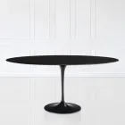 Tulip Table Eero Sarinen H 73 Oval extensibil în negru lichid laminat - Scarlet Viadurini