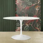 Masă Tulip Saarinen H 73 cu blat oval din marmură Carrara Made in Italy - Scarlet Viadurini