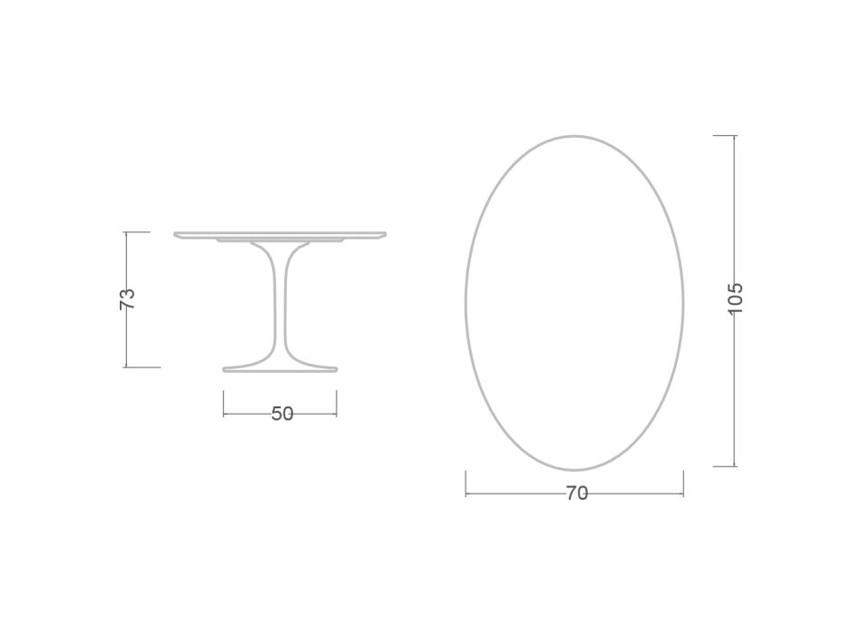 Masa Saarinen Lalele H 73 cu Blat Oval din Marmura de Carrara Made in Italy - Stacojiu Viadurini