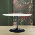Masă Tulip Saarinen H 73 cu blat oval din marmură Carrara Made in Italy - Scarlet Viadurini