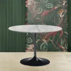 Masa Tulip Saarinen H 73 cu blat rotund din marmură Arabescato Made in Italy Viadurini