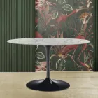 Tulip Table Saarinen H 73 Oval în marmură de Carrara Statuarietto Made in Italy - Scarlet Viadurini