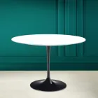 Masă Tulip Saarinen H 73 rotundă din ceramică alb absolut Made in Italy - Scarlet Viadurini
