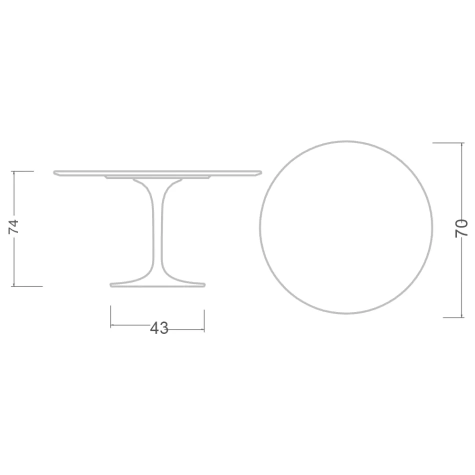 Masa Tulip Saarinen H 73 rotundă din ceramică Calacatta Michelangelo - Scarlet Viadurini