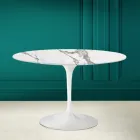 Tulip Table Saarinen H 73 Round Ceramic Invisible Select Made in Italy - Scarlet Viadurini