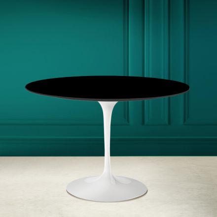 Masa rotunda Tulip Saarinen H 73 din ceramica neagra absolut Made in Italy - Scarlet Viadurini