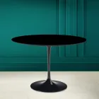 Măsuță Tulip Saarinen H 73 rotundă din ceramică neagră absolută Made in Italy - Scarlet Viadurini