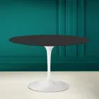 Masă Tulip Saarinen H 73 rotundă din ceramică neagră Soft Made in Italy - Scarlet Viadurini