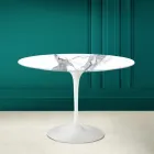 Tulip Table Saarinen H 73 Round Ceramic Statuario Altissimo Made in Italy - Scarlet Viadurini