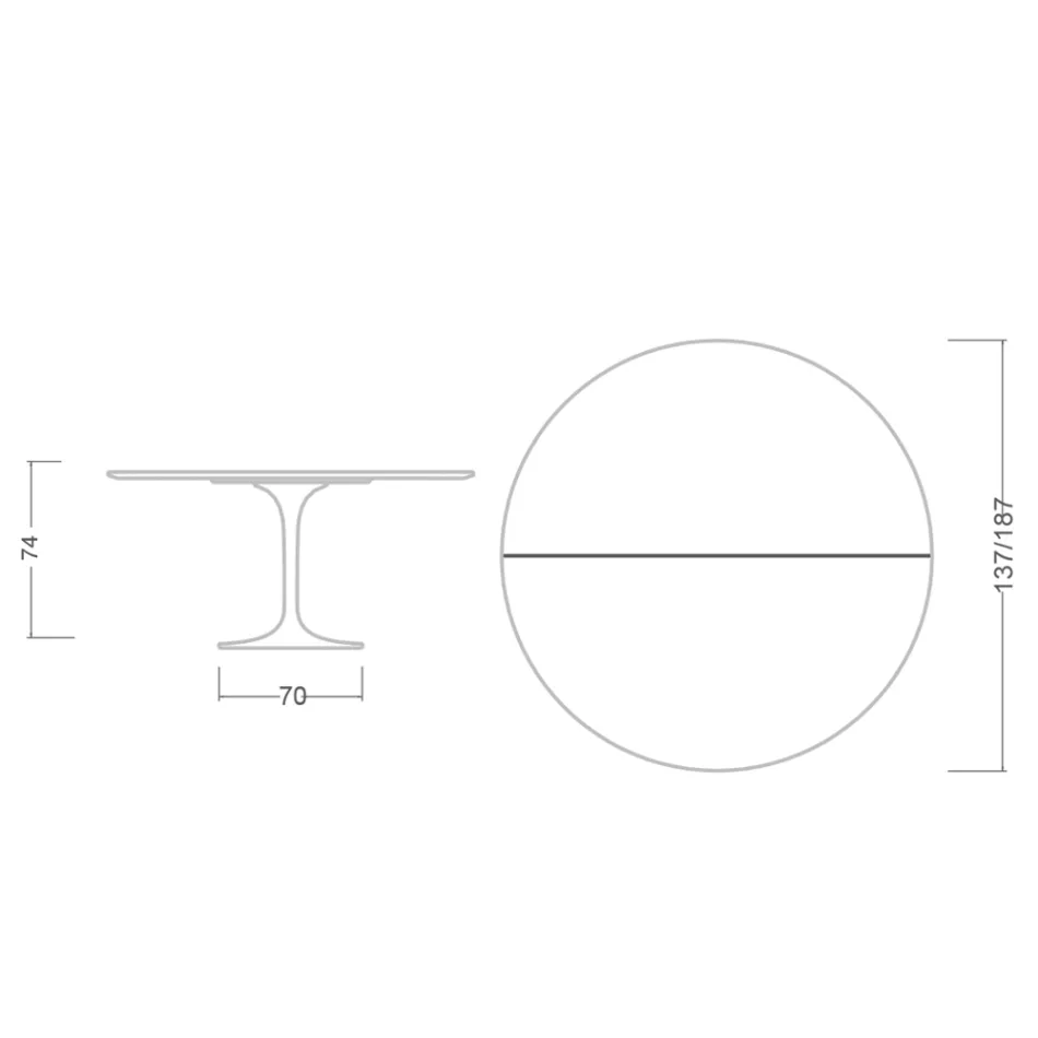 Tulip Tabelul Saarinen H 74 extensibil în laminat lichid alb Made in Italy - Scarlet Viadurini