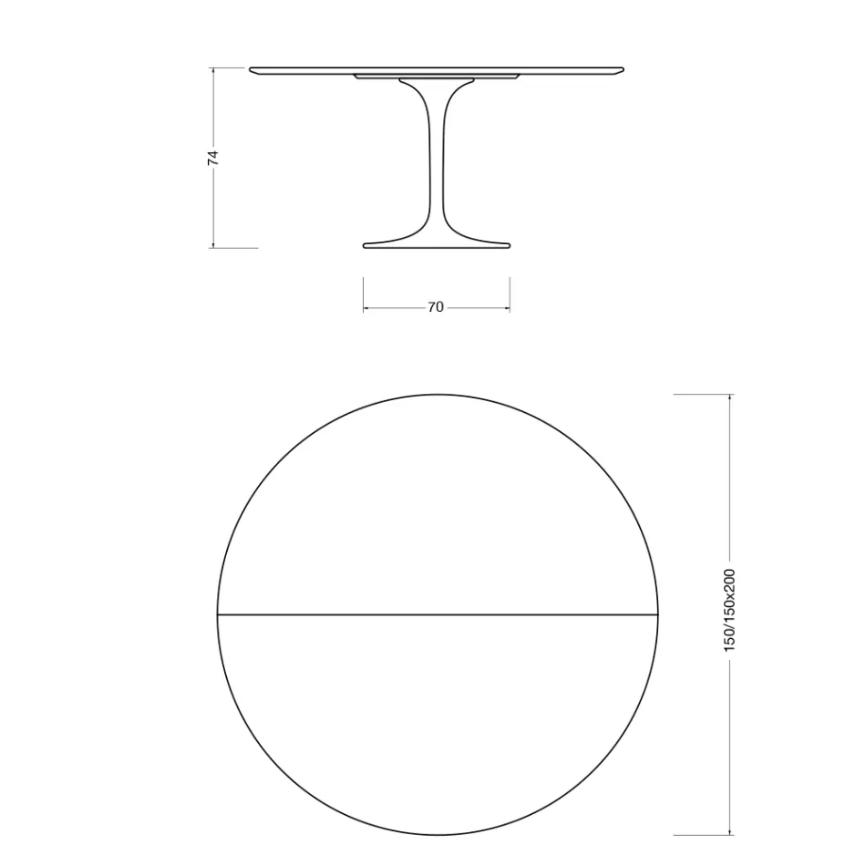 Masă extensibilă Saarinen Tulip H 74 din laminat lichid alb fabricată în Italia - Scarlet Viadurini