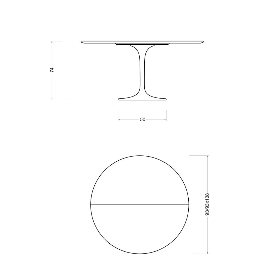 Masă extensibilă Saarinen Tulip H 74 din laminat lichid negru fabricată în Italia - Scarlet Viadurini