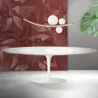 Masă Saarinen Tulip extensibilă, 74 cm, ceramică albă Florim - Scarlet Viadurini