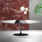 Masă Saarinen Tulip extensibilă, 74 cm, ceramică albă Florim - Scarlet Viadurini