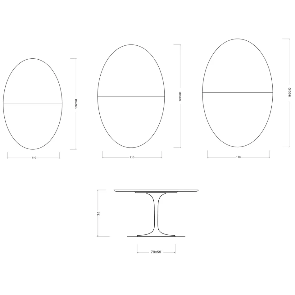Masă Saarinen Tulip extensibilă, 74 cm, ceramică albă Florim - Scarlet Viadurini