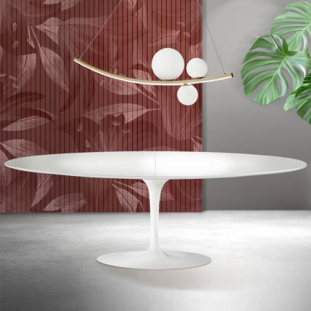 Masă Saarinen Tulip extensibilă, 74 cm, ceramică albă Florim - Scarlet Viadurini