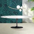 Masă Saarinen Tulip extensibilă, 74 cm, ceramică Florim, alb lucios - stacojiu Viadurini