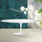Masă Saarinen Tulip extensibilă, 74 cm, ceramică Florim, alb lucios - stacojiu Viadurini