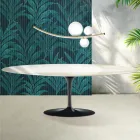 Masă extensibilă Saarinen Tulip H 74 cm din ceramică Florim Calacatta aurie lucioasă - Scarlet Viadurini